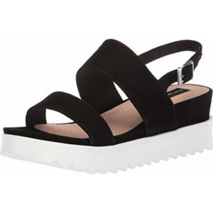 STEVEN by Steve Madden Black Suede Platform Sandals